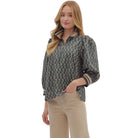 Women's Entro Floral Print 3/4 Puff Sleeve Top