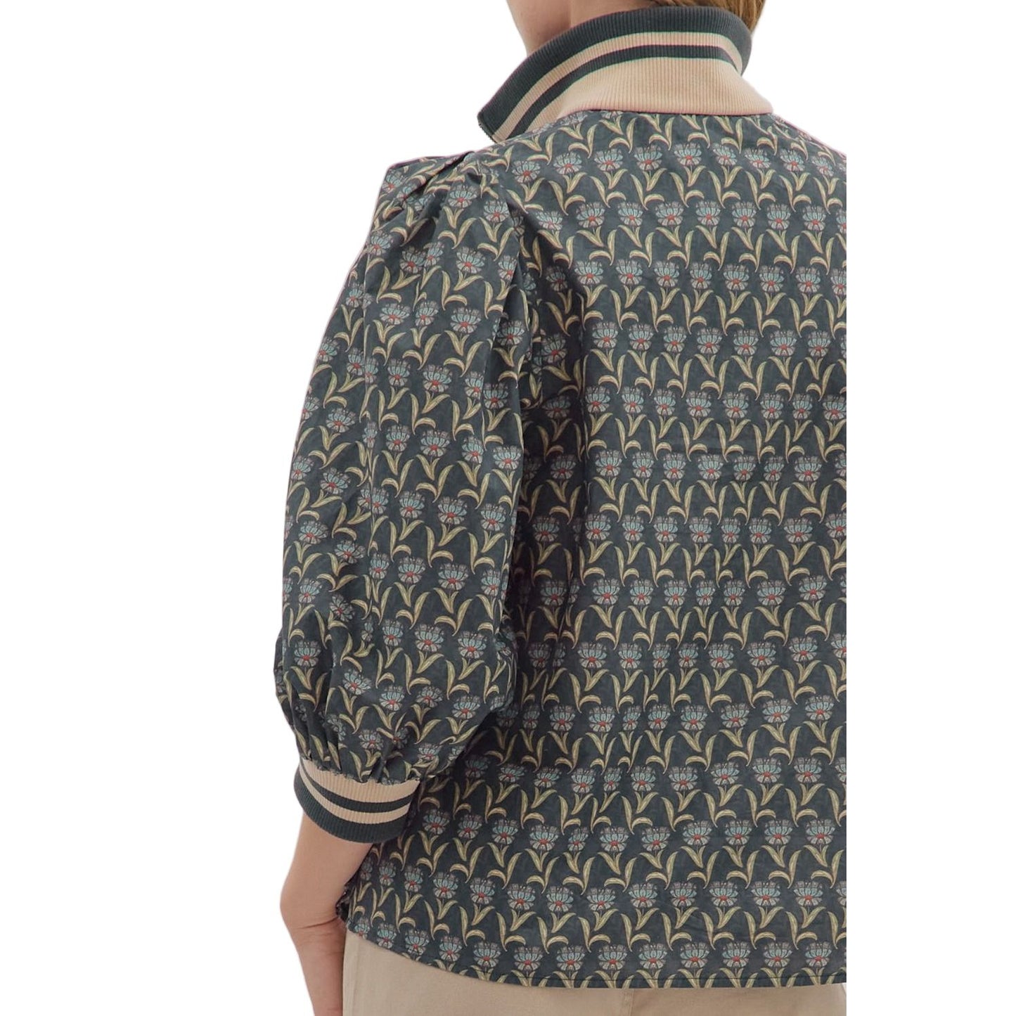 Women's Entro Floral Print 3/4 Puff Sleeve Top