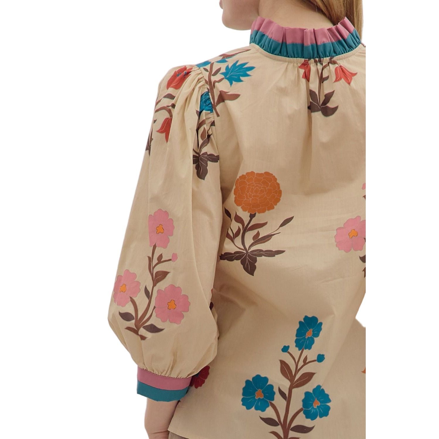 Women's Entro Floral Print 3/4 Puff Sleeve Blouse