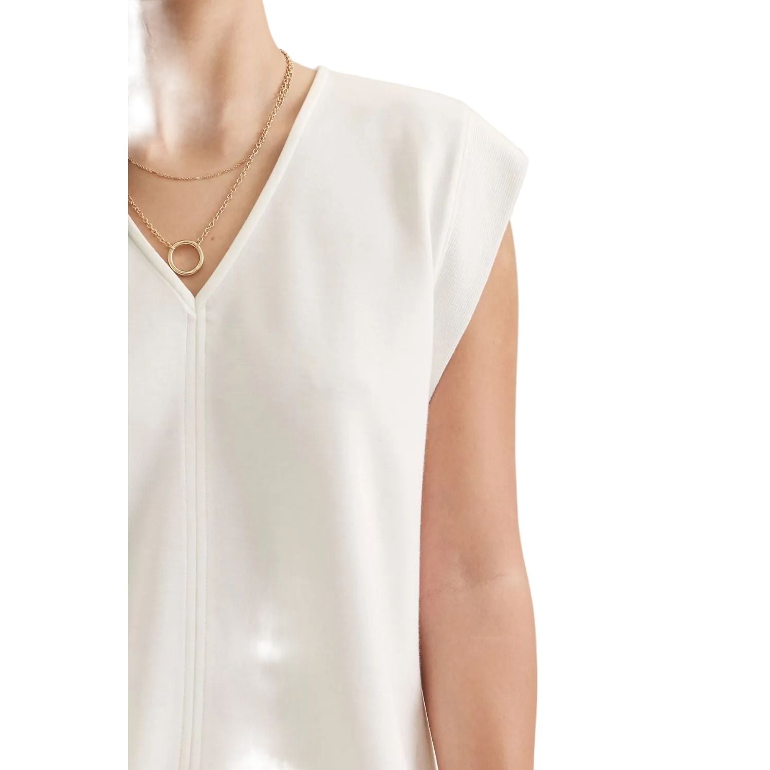 Women's Entro V-neck Solid Cap Sleeve Top T31008