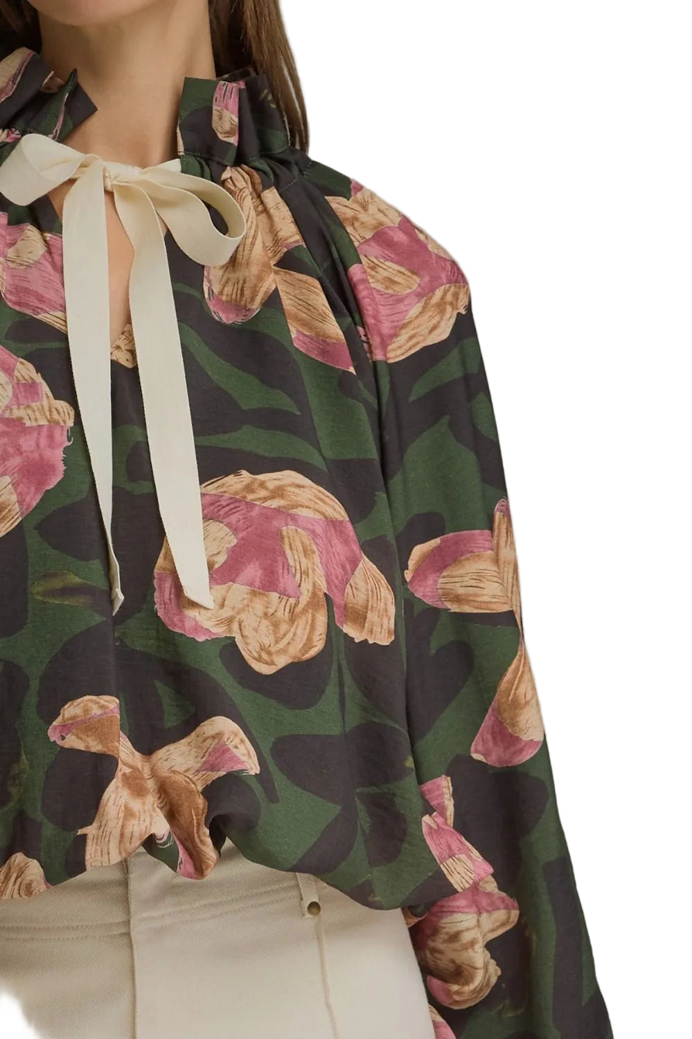 Entro Women's Pine Floral Long Sleeve Blouse