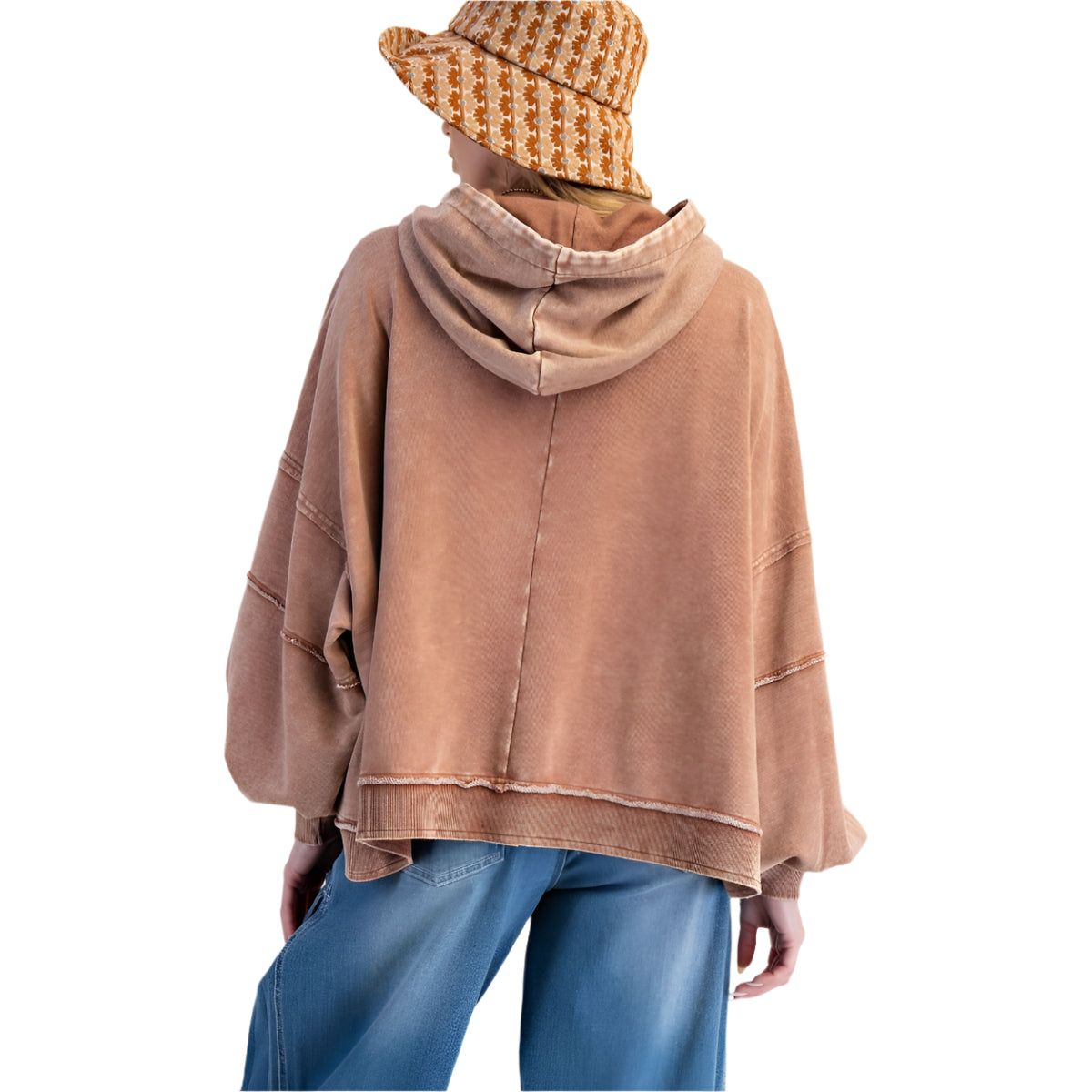 Women's Easel Loose Fit Brown Hoodie ET26263 - Crazy House Western Wear
