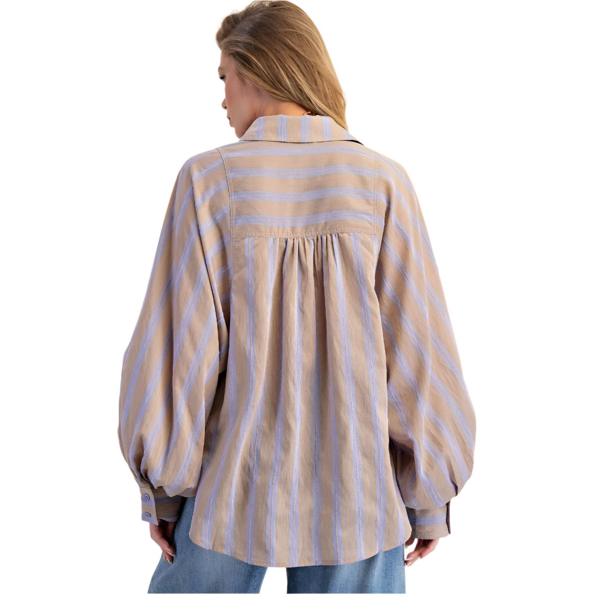 Women's Easel Long Balloon Sleeve Button Up Shirt ET71734 - Crazy House Western Wear