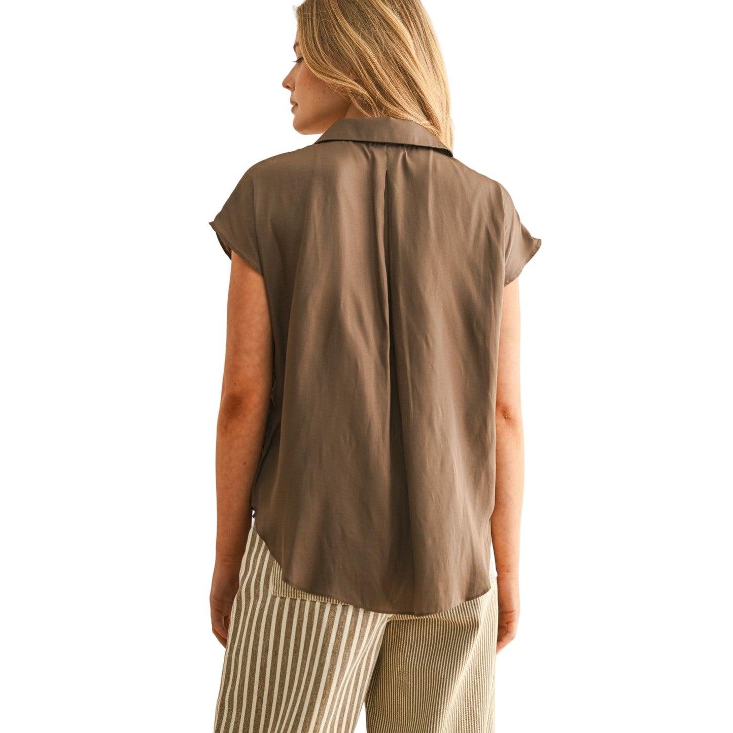 Women's Button Down Cap Sleeve Shirts MMT1194