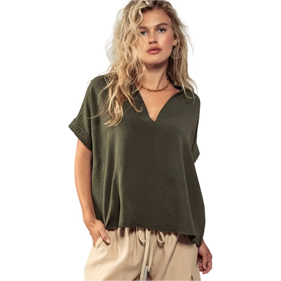 Women's Breezy Airflow V-neck Top UDT21040 - Crazy House Western Wear