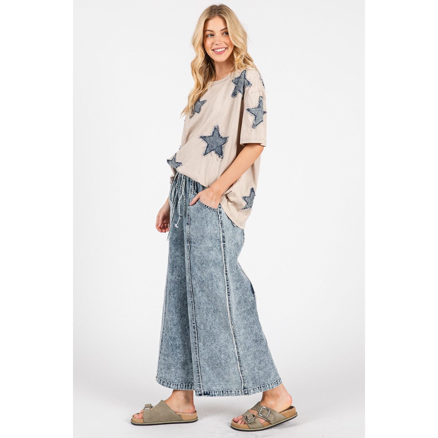 Women's Stonewash Dream Wide Leg Pants SP7867 - Crazy House Western Wear