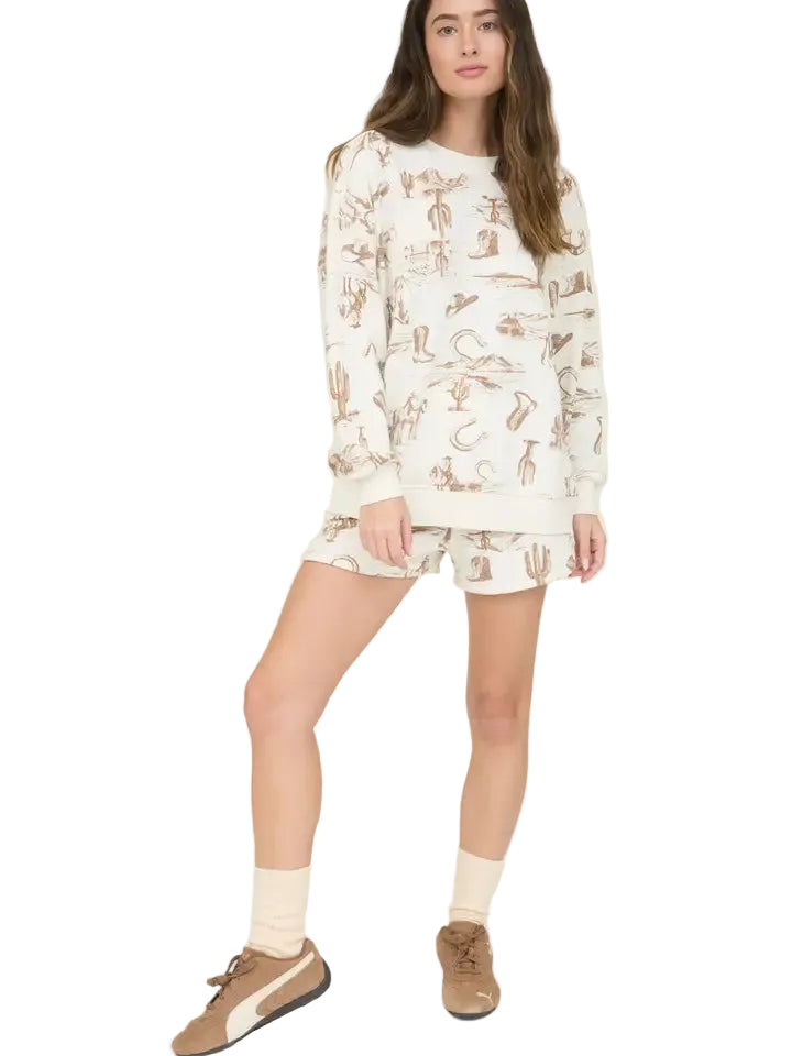 Women's Western Print Long Sleeve Western Print Sweatshirt J5SX1003-T