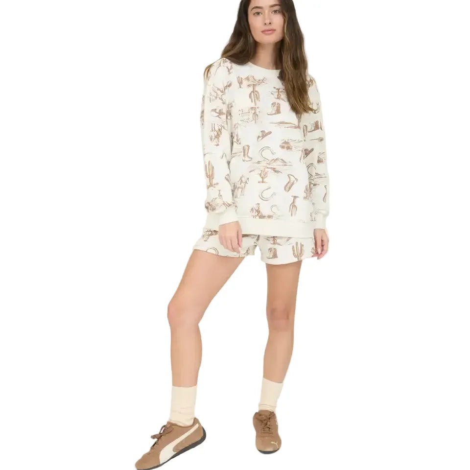 Women's Western Print Long Sleeve Western Print Sweatshirt J5SX1003-T