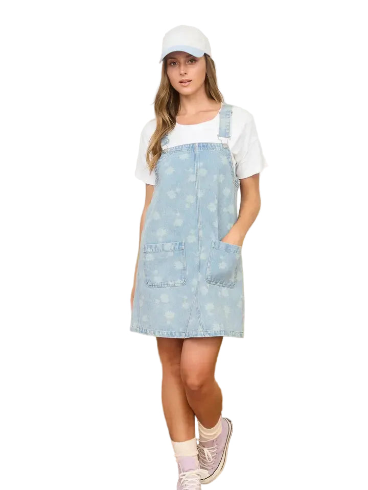 Women's Dandelion Washed Denim Overall Mini Dress TWS1190