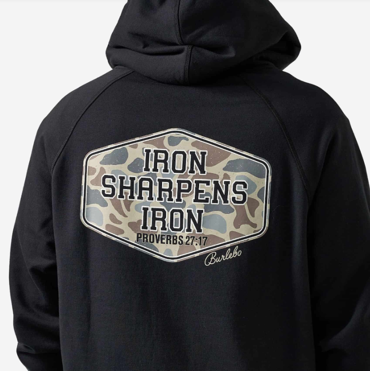 Burlebo Men's Black Iron Sharpens Iron Fleece Hoodie FH-ISI-BLK