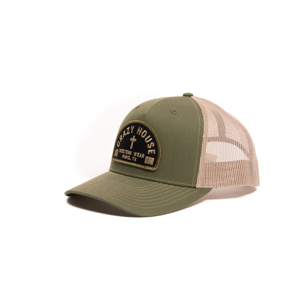 Crazy House Unisex Army Green Mesh Snapback with Patch - Crazy House Western Wear