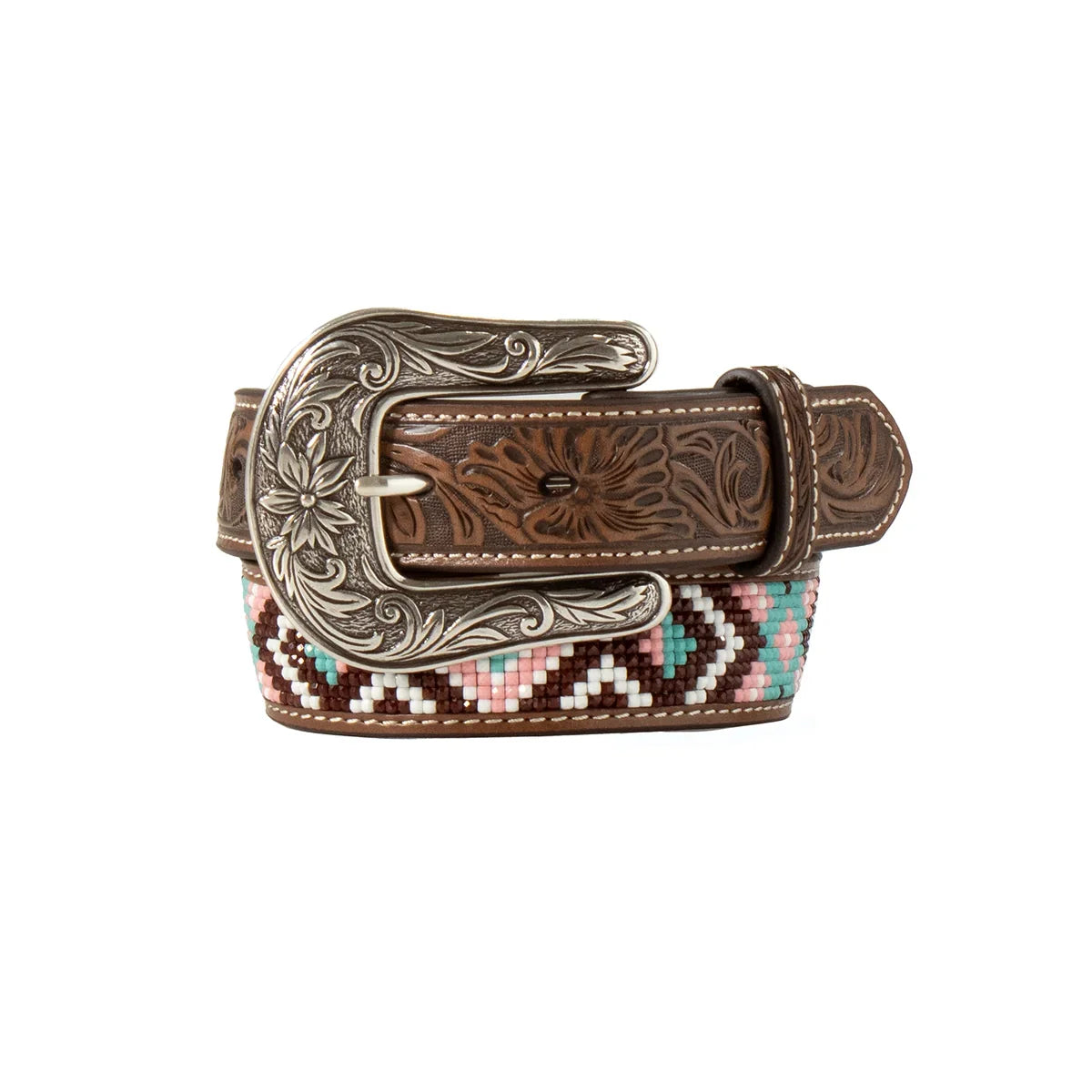 Girl's Angel Ranch Multicolor Southwest Pattern Resin Bead Inlay Belt D130004497