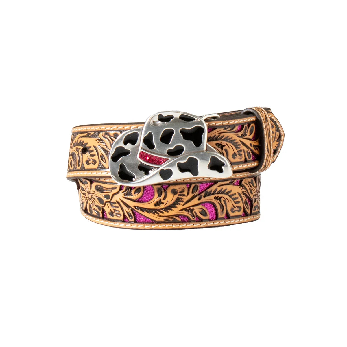 Girl's Angel Ranch Natural Color Cowgirl Hat Buckle Leather Belt D130003648
