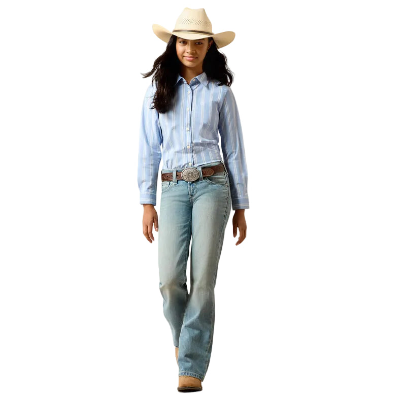 Girl's Ariat Ashleigh Blue Stripe Kirby Shirt 10071277