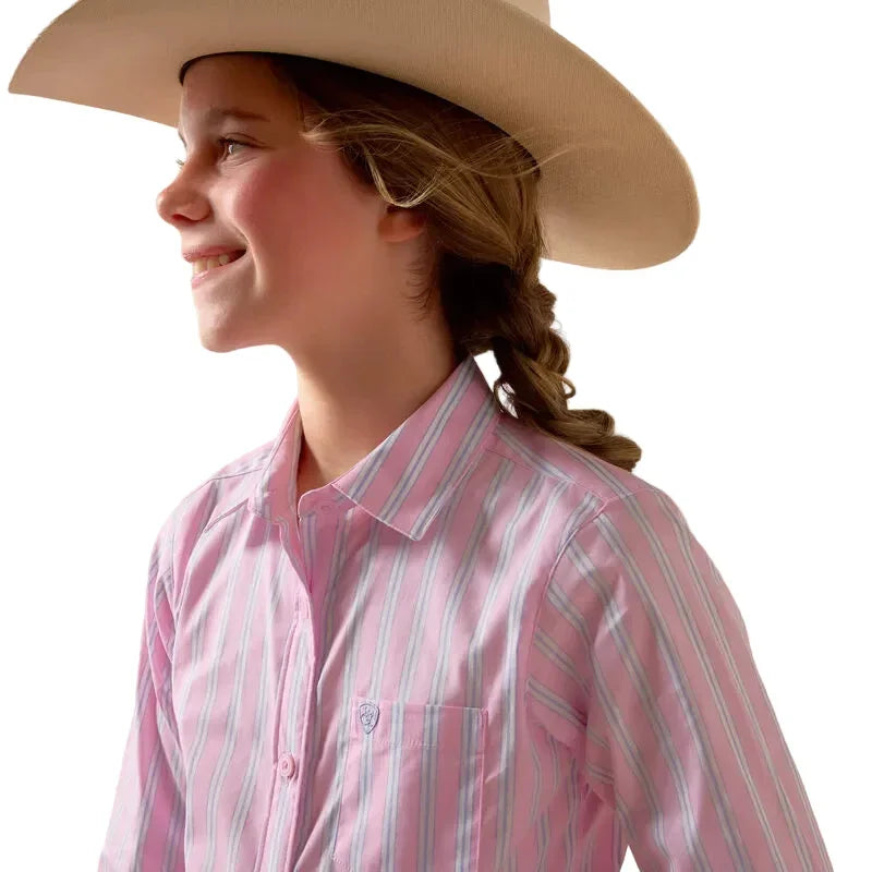 Girl's Ariat Pink Lavender Stripe Kirby Shirt 10073491