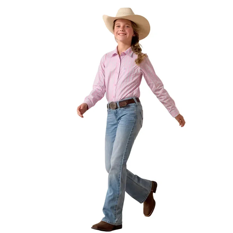 Girl's Ariat Pink Lavender Stripe Kirby Shirt 10073491
