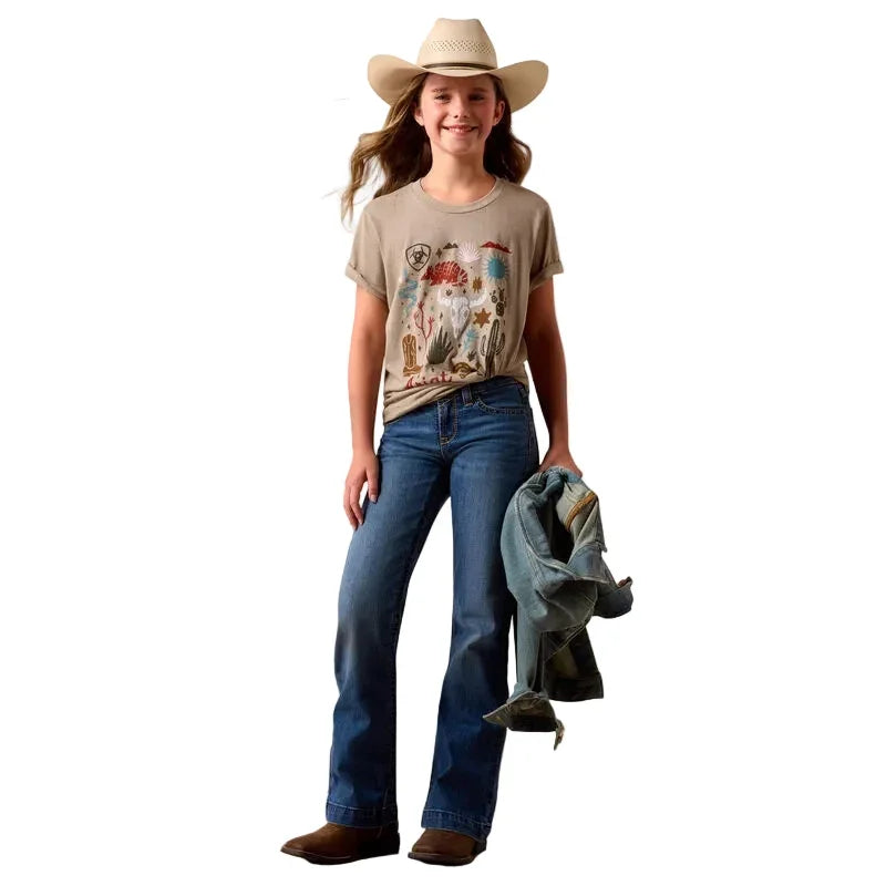 Girl's Ariat Tan Western Collage T-shirt 10078385