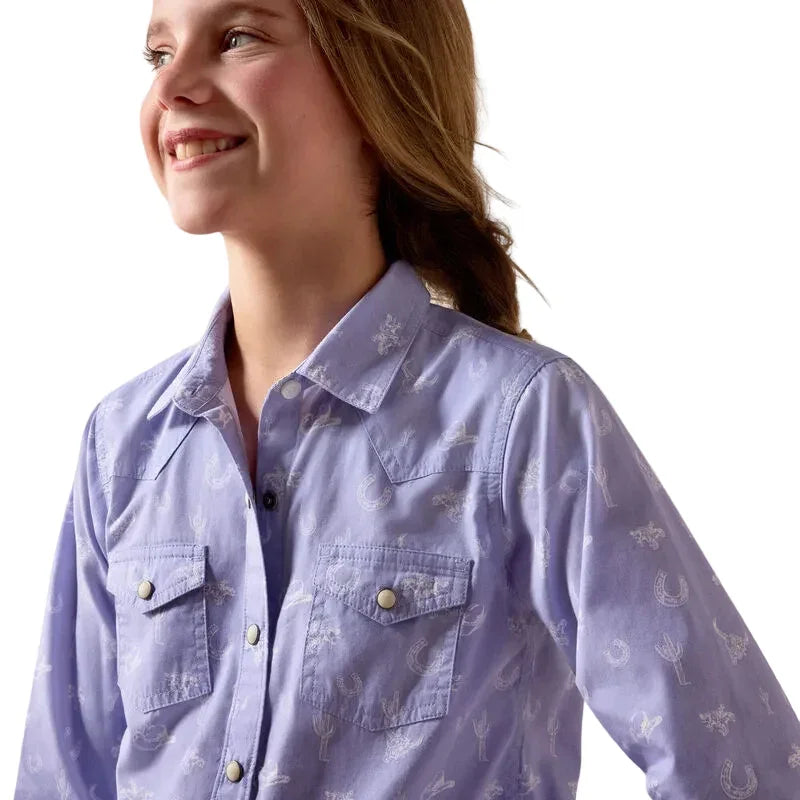 Girl's Ariat Western Lavender Western Motifs Shirt 10073448
