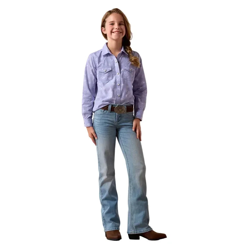 Girl's Ariat Western Lavender Western Motifs Shirt 10073448
