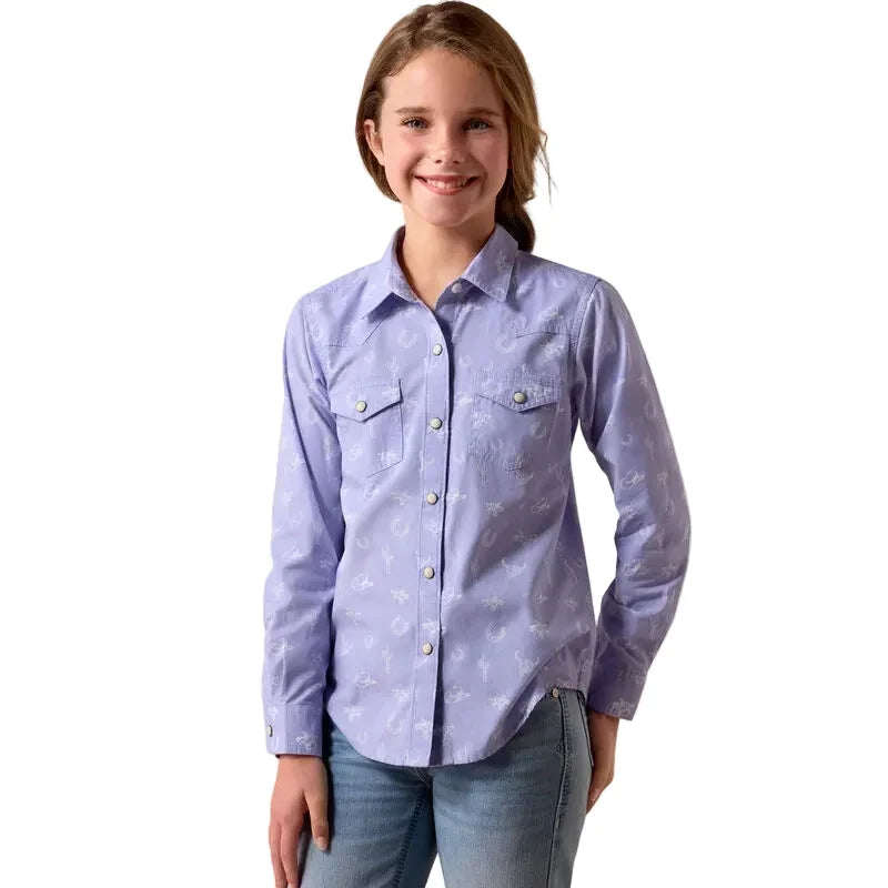 Girl's Ariat Western Lavender Western Motifs Shirt 10073448