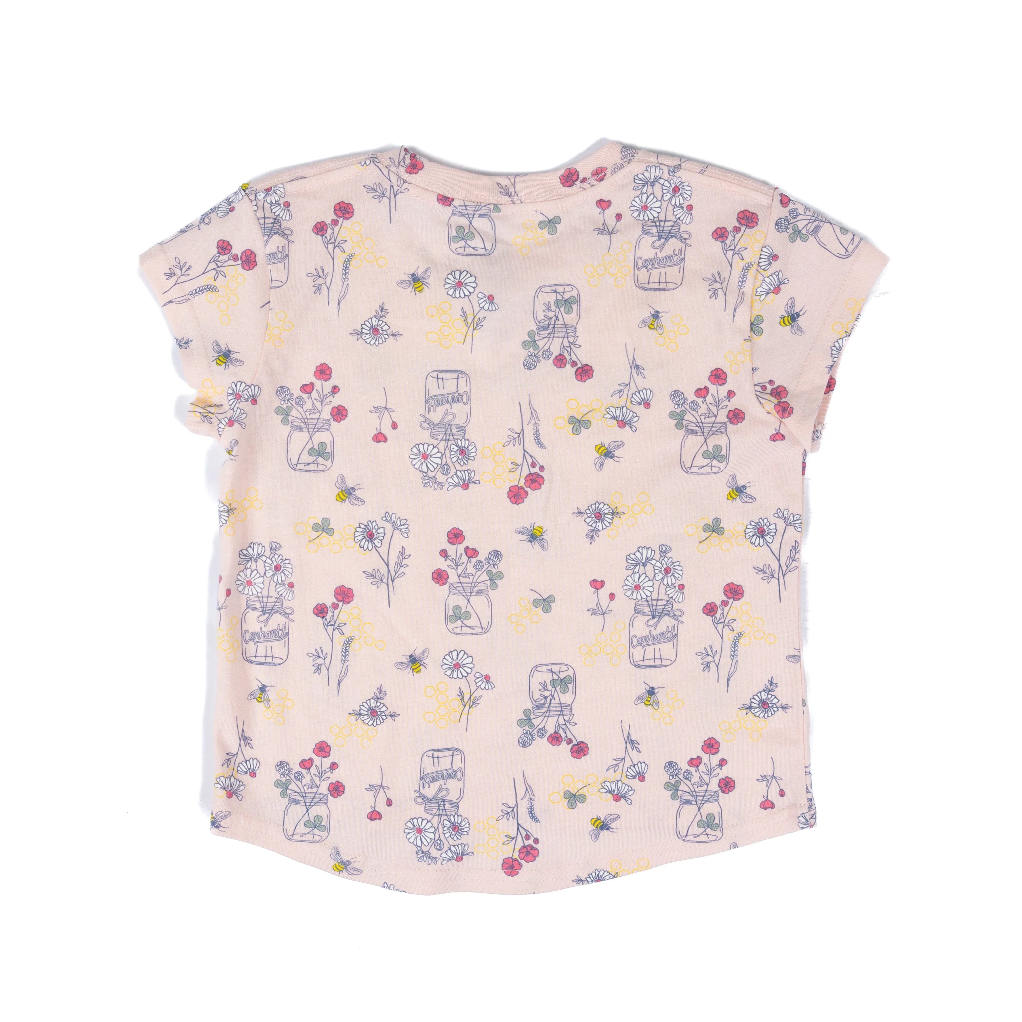 Girl's Carhartt Light Wash Bee Print Shortall 2 Piece Set CG9969-N108