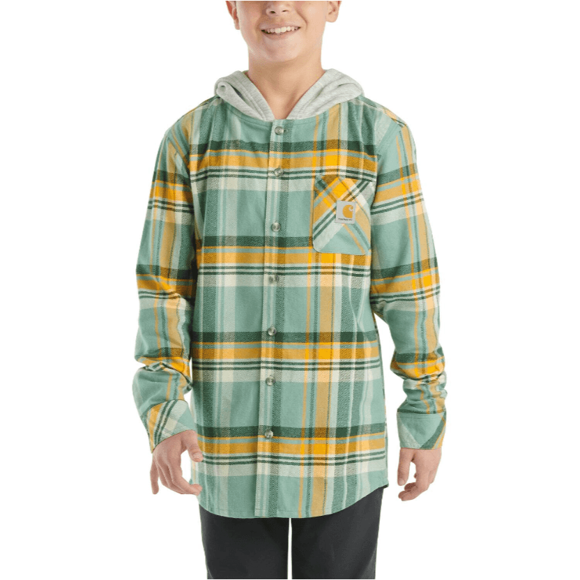 Girl's Carhartt Long-Sleeve Flannel Hooded Shirt CE8205-GH5 - Crazy House Western Wear