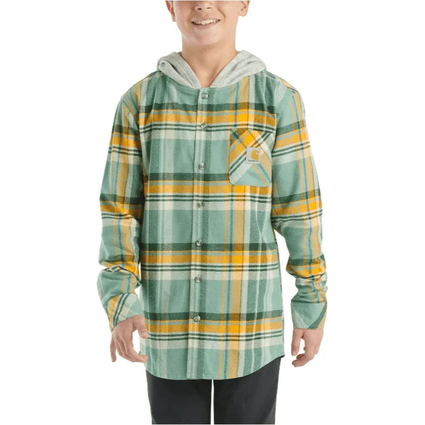Girl's Carhartt Long-Sleeve Flannel Hooded Shirt CE8205-GH5 - Crazy House Western Wear