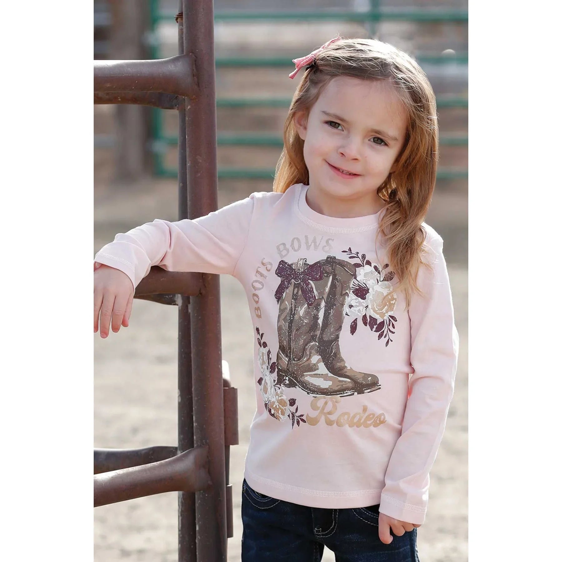 Girl's Cinch Light Pink "Boots & Bows" T-shirt CTK8860006