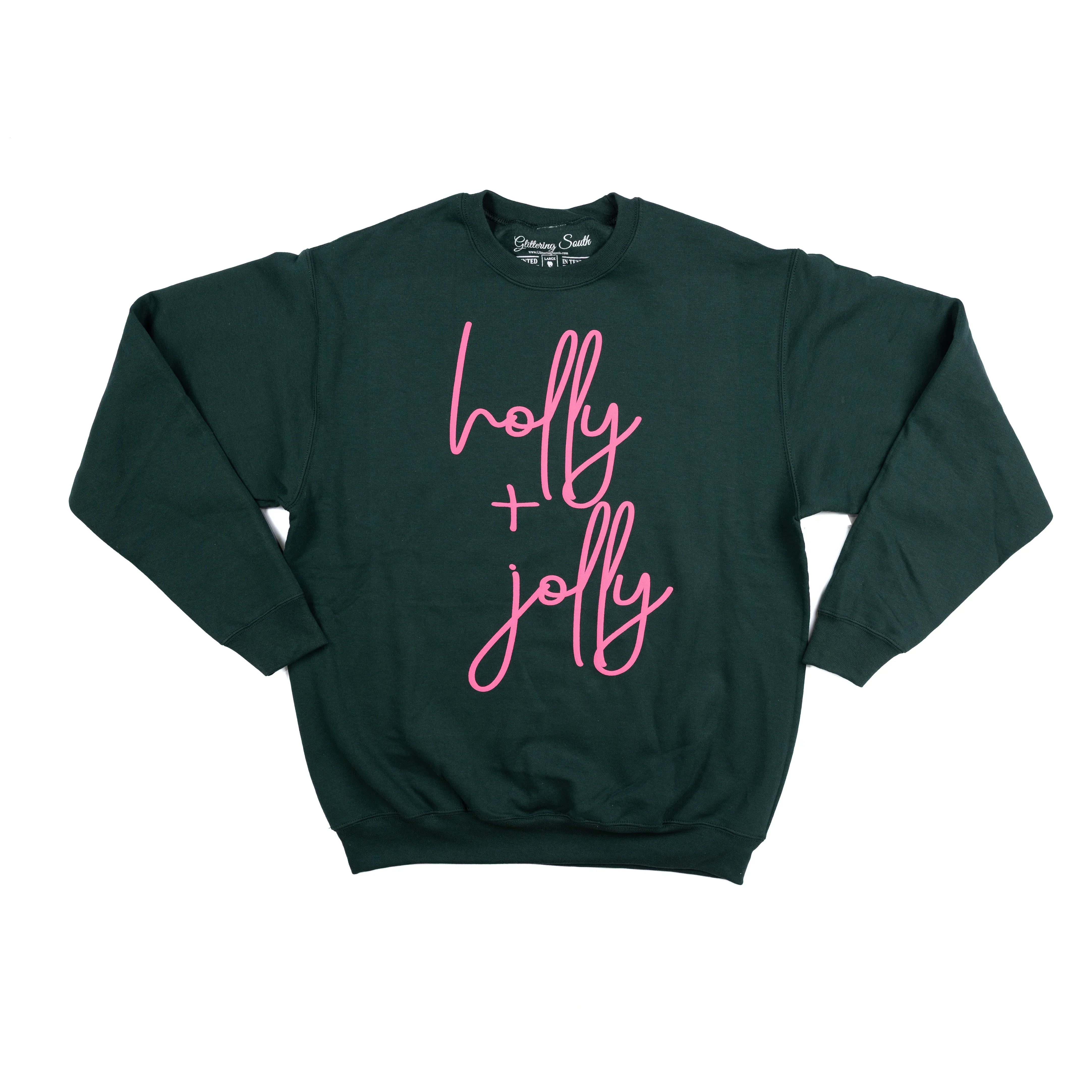 Girl's Green Long Sleeve Holly Jolly Sweatshirt