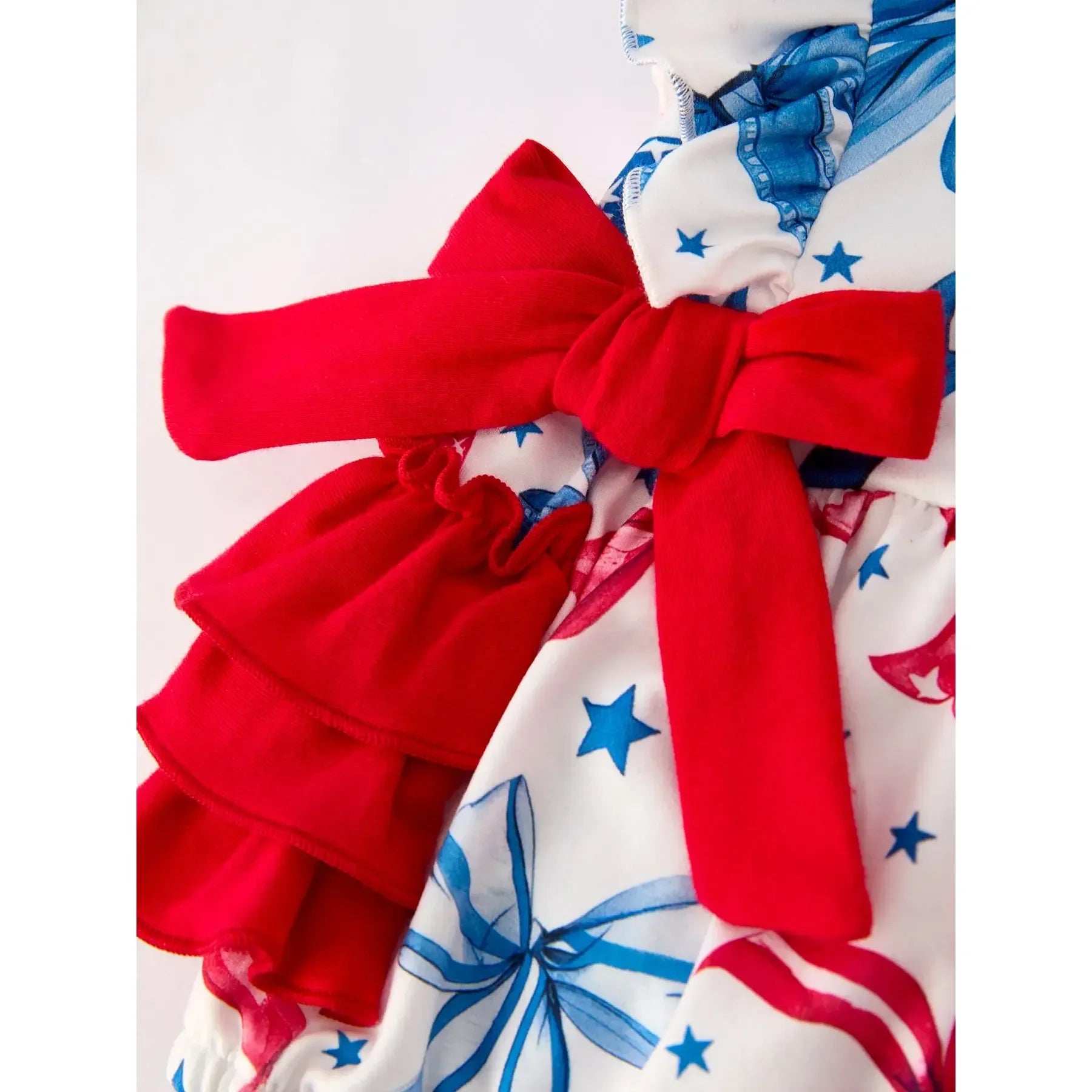 Girl's Infant 4th Of July Bow Printed Romper RPG53087
