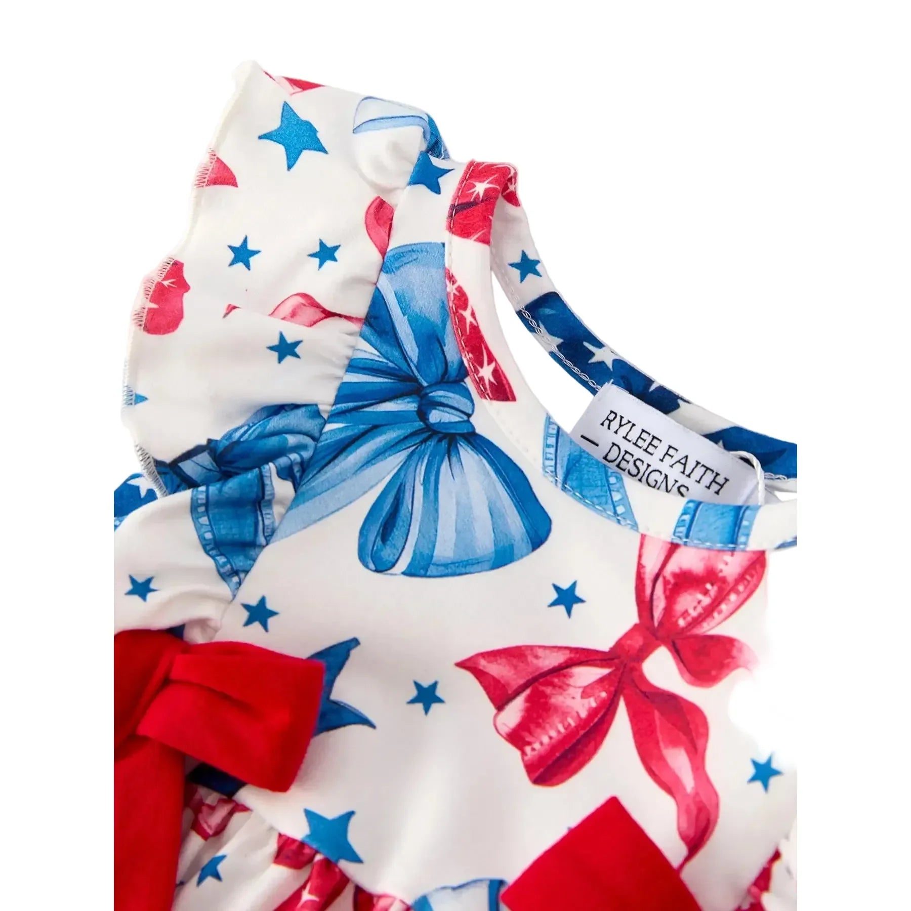 Girl's Infant 4th Of July Bow Printed Romper RPG53087