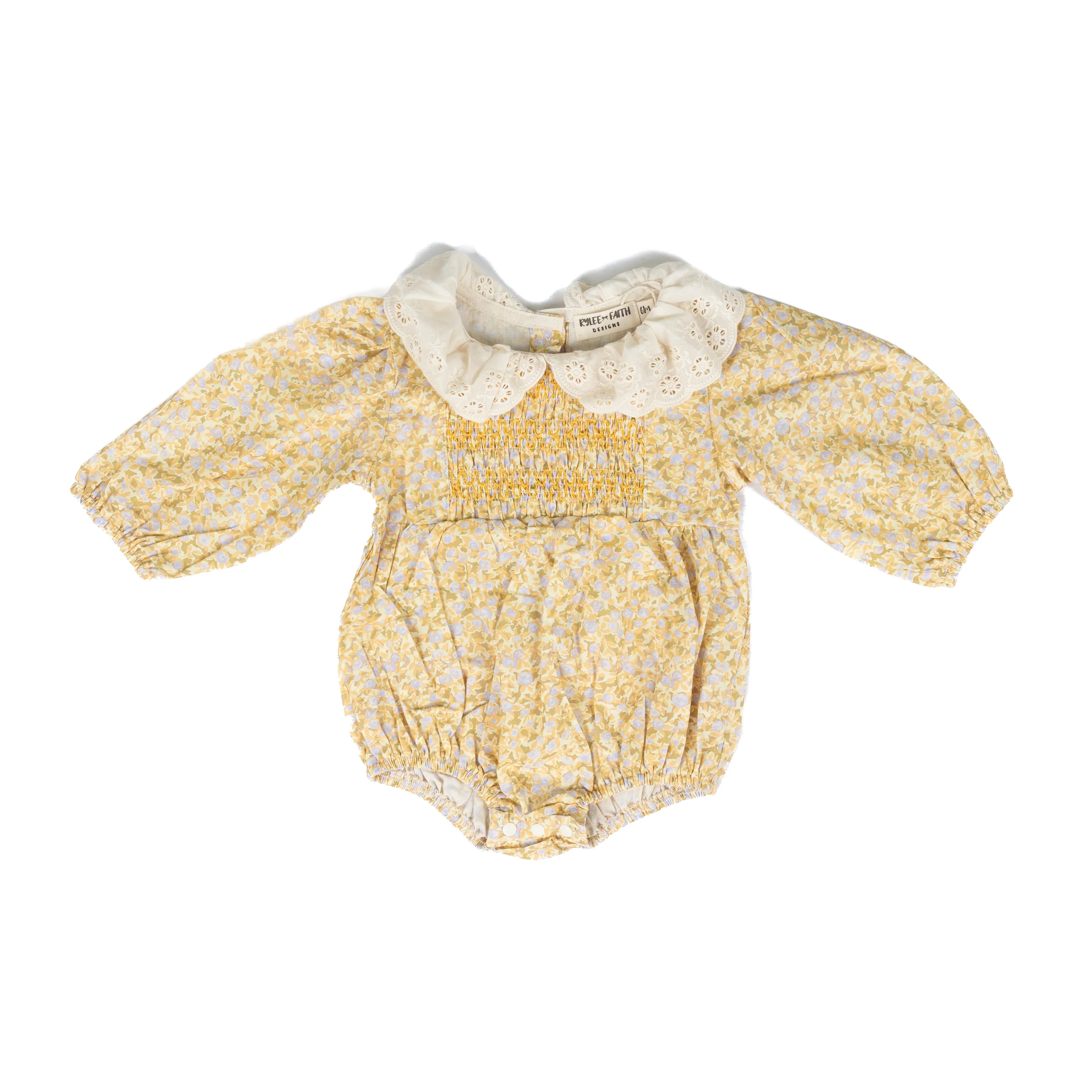 Girl's Infant Yellow Floral Long Sleeve Romper INF-STRIPE ROMPER