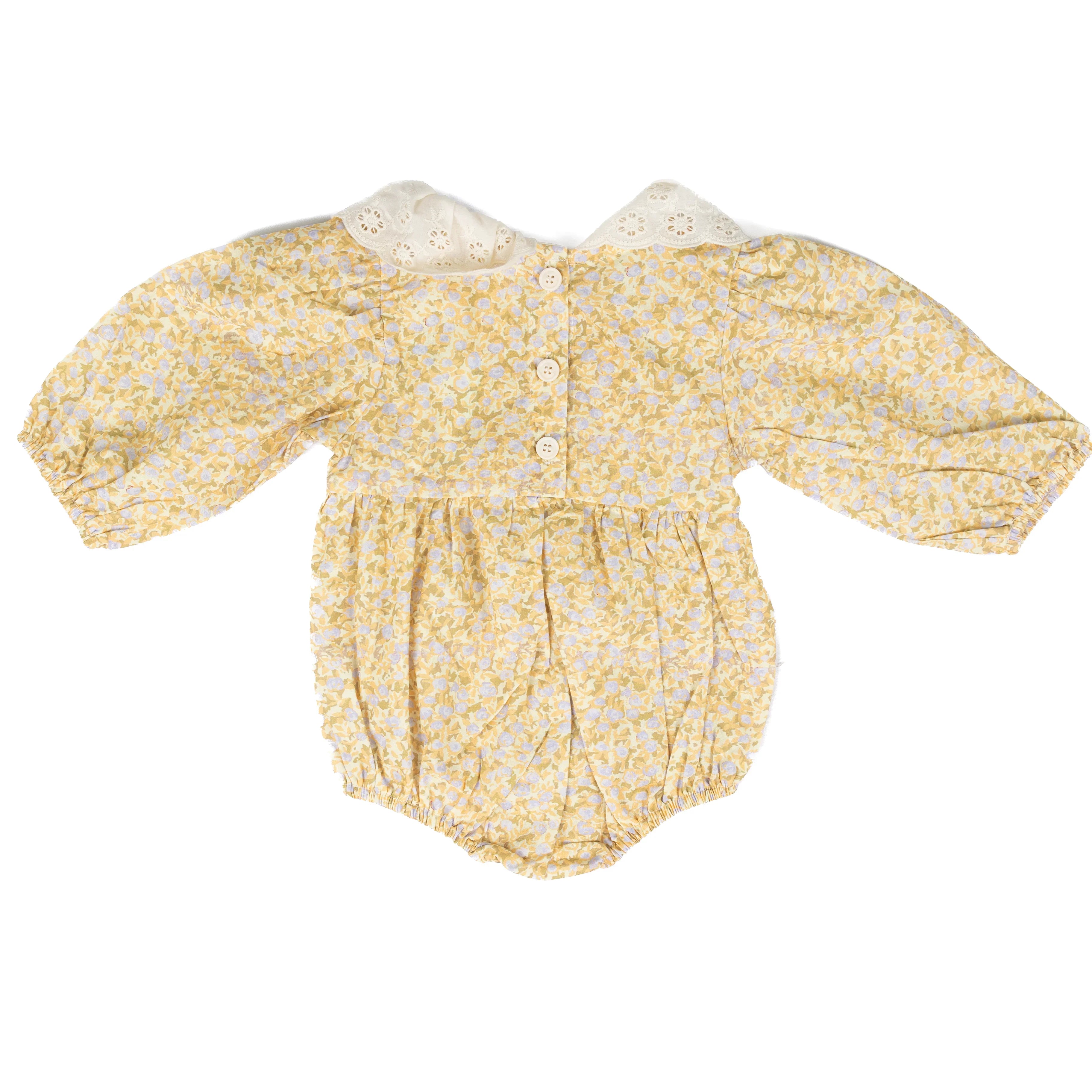Girl's Infant Yellow Floral Long Sleeve Romper INF-STRIPE ROMPER