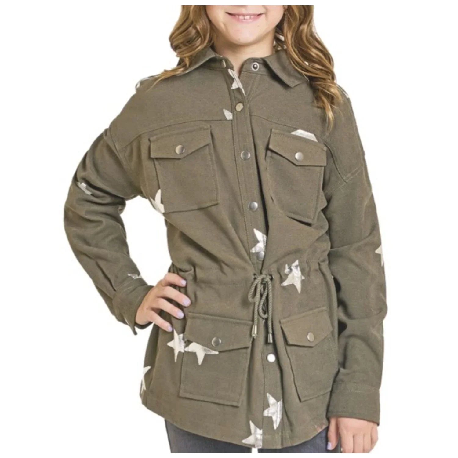Girl's Panhandle Star Printed Cargo Jacket BG92C07004