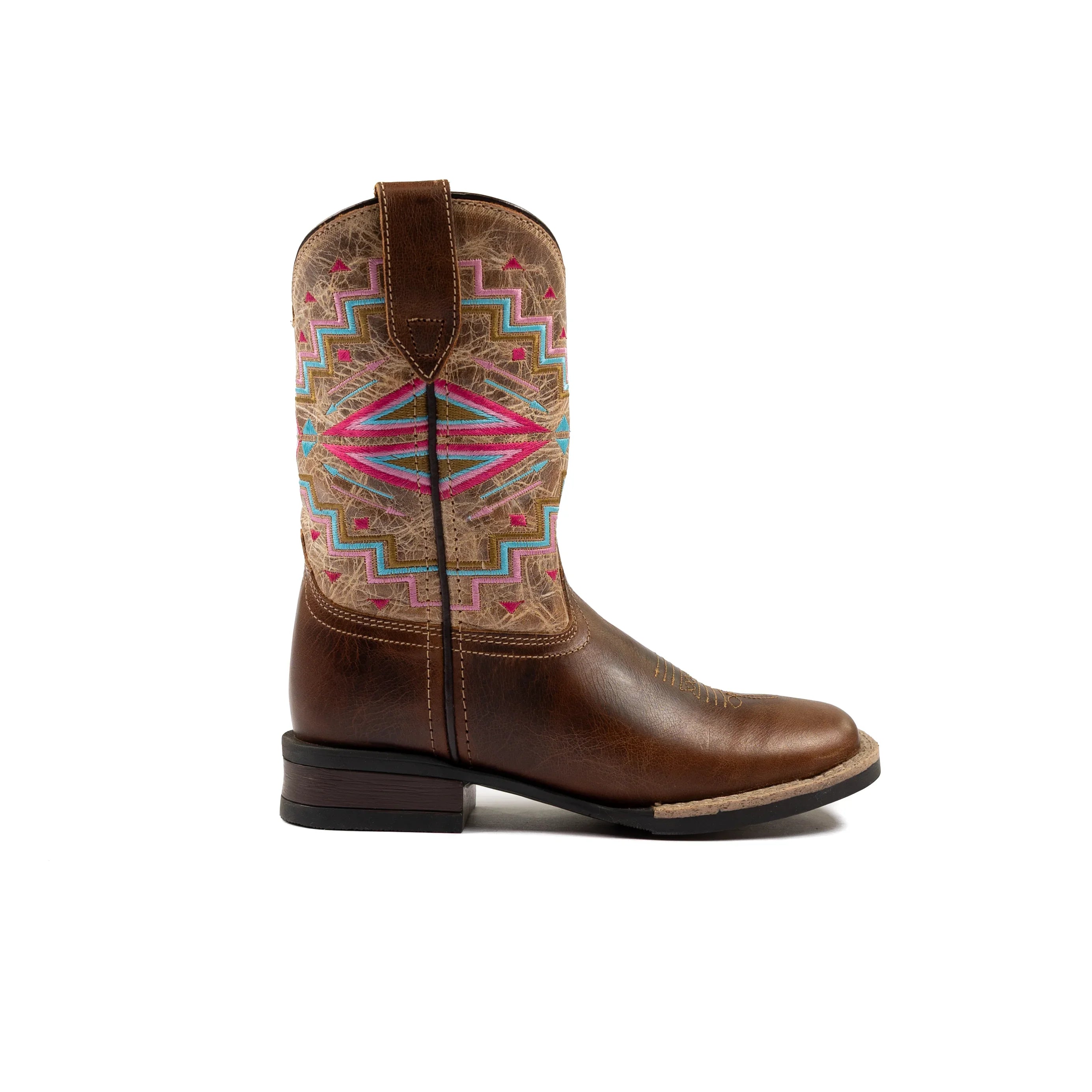 Girl's Roper Monterey Aztec Brown Square Toe Western Boot 09-018-0912-2569