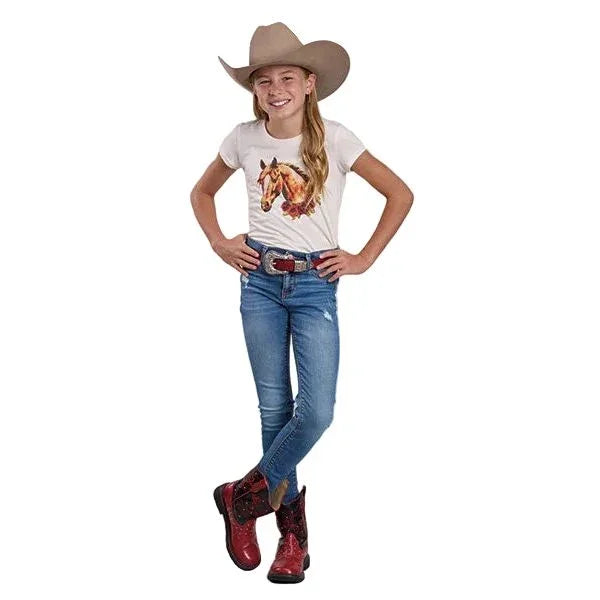 Girl's Roper Short Sleeve Horse Printed T-shirt 03-009-0513-5059