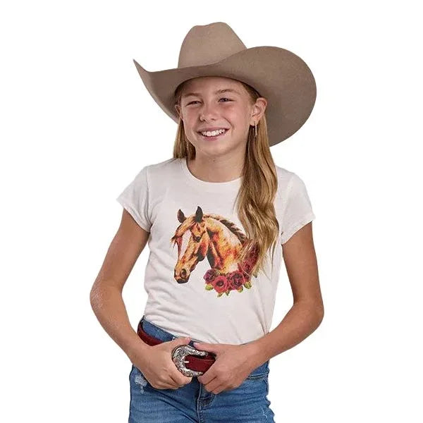 Girl's Roper Short Sleeve Horse Printed T-shirt 03-009-0513-5059