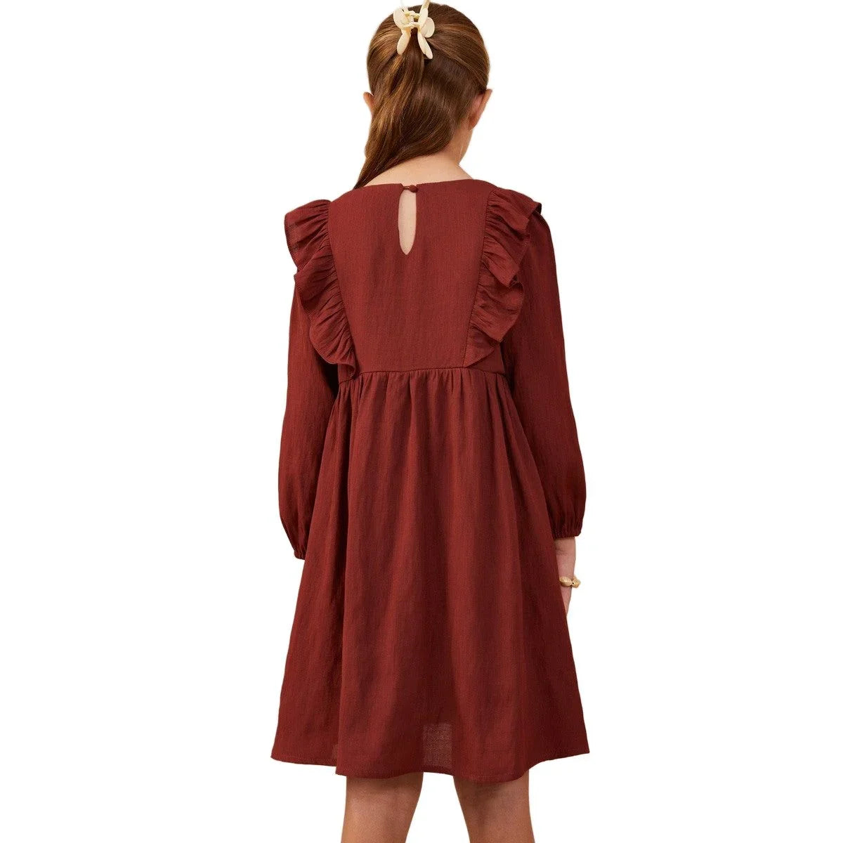Girl's Ruffle Floral Embroidered Dress GY8847