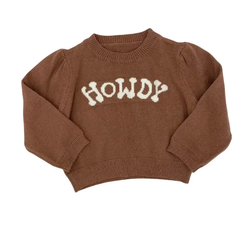 Girl's Twisted Filly Brown Puff Howdy Sweater