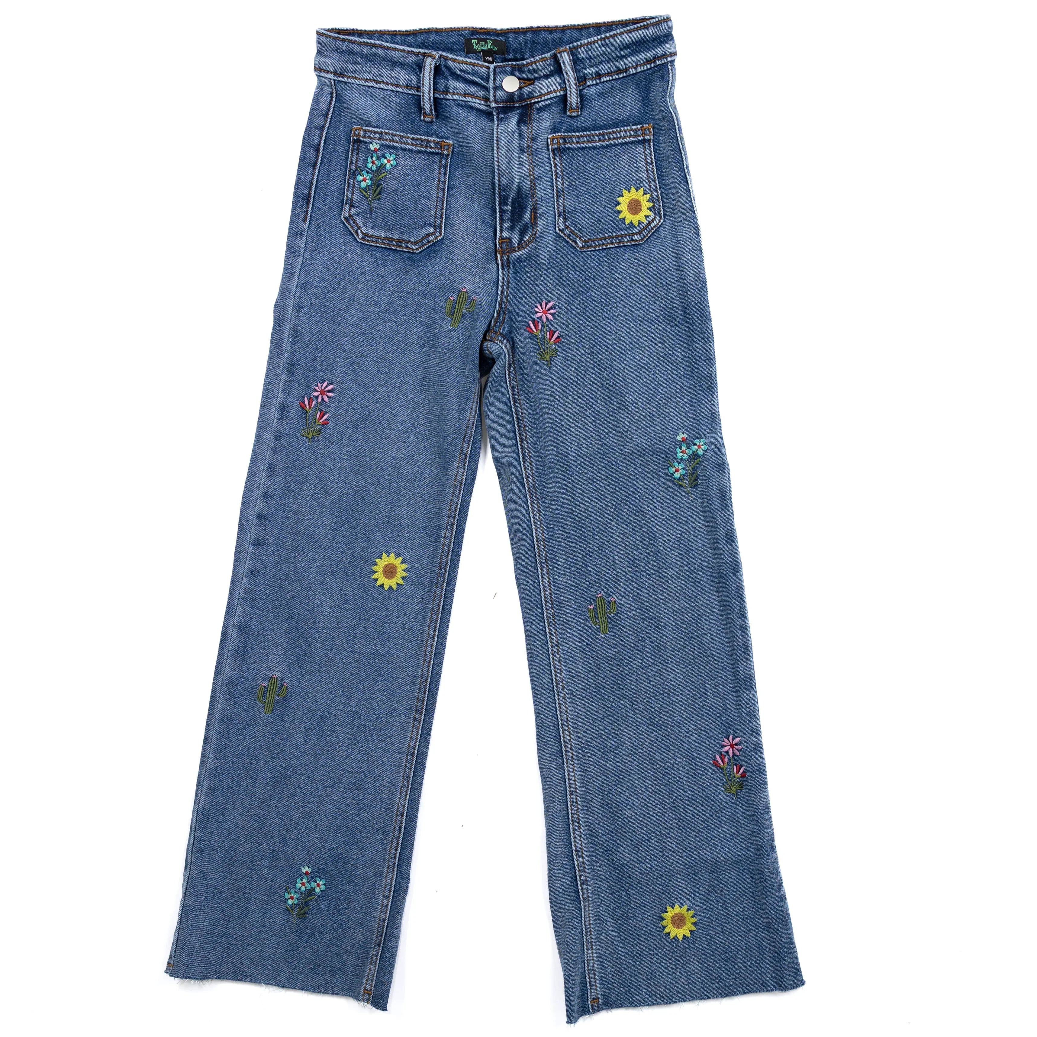 Girl's Twisted Filly Floral Embroidered Jeans