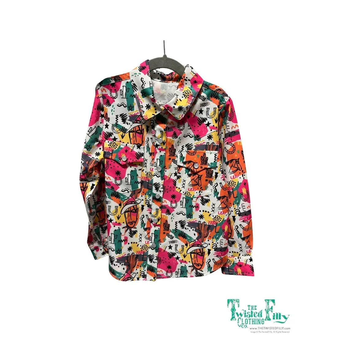 Girl's Twisted Filly Pearl Snap 80's Western Snap Shirt TF1254Y-NEON