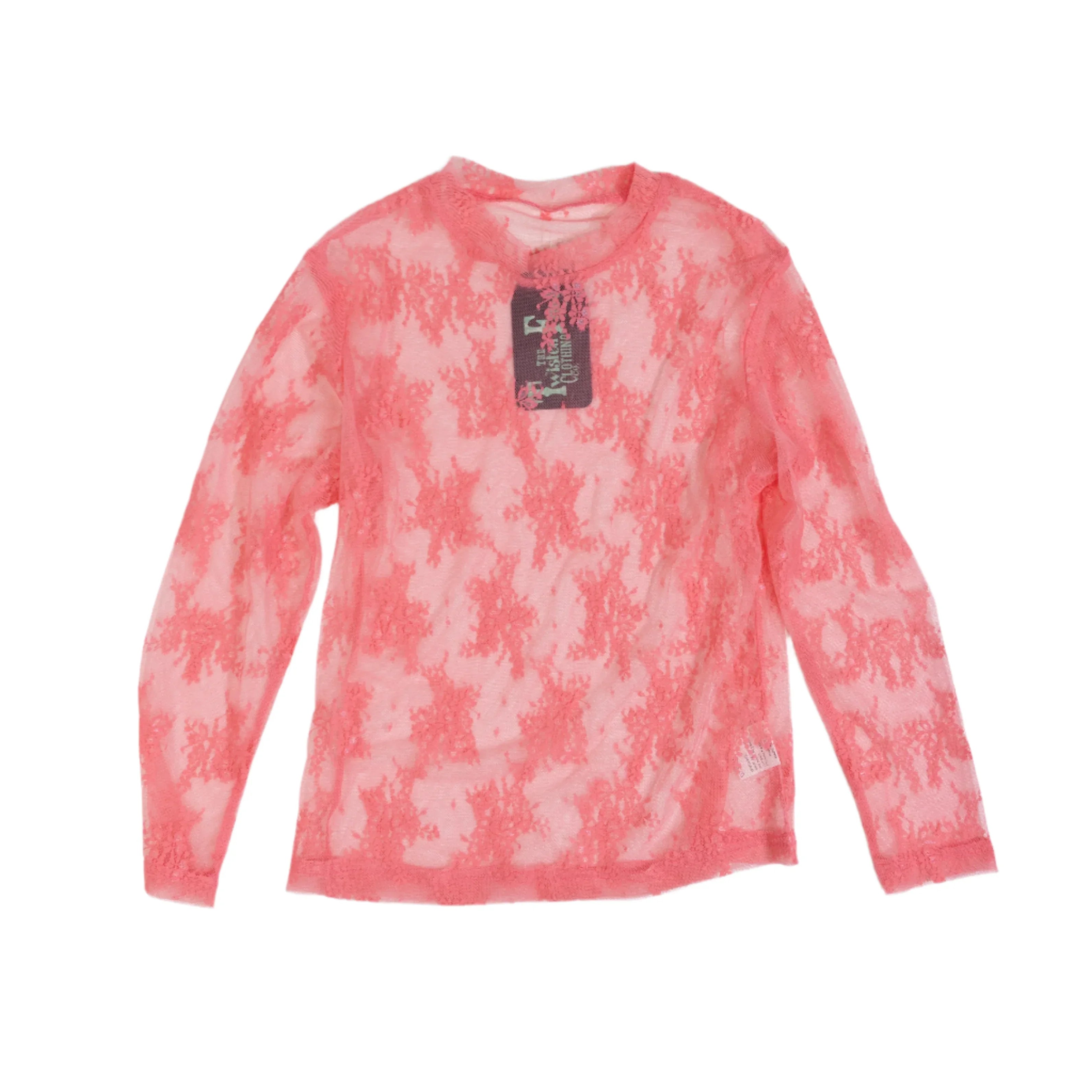 Girl's Twisted Filly Pink Lace Mesh Top Y-PINKLACE-MESH