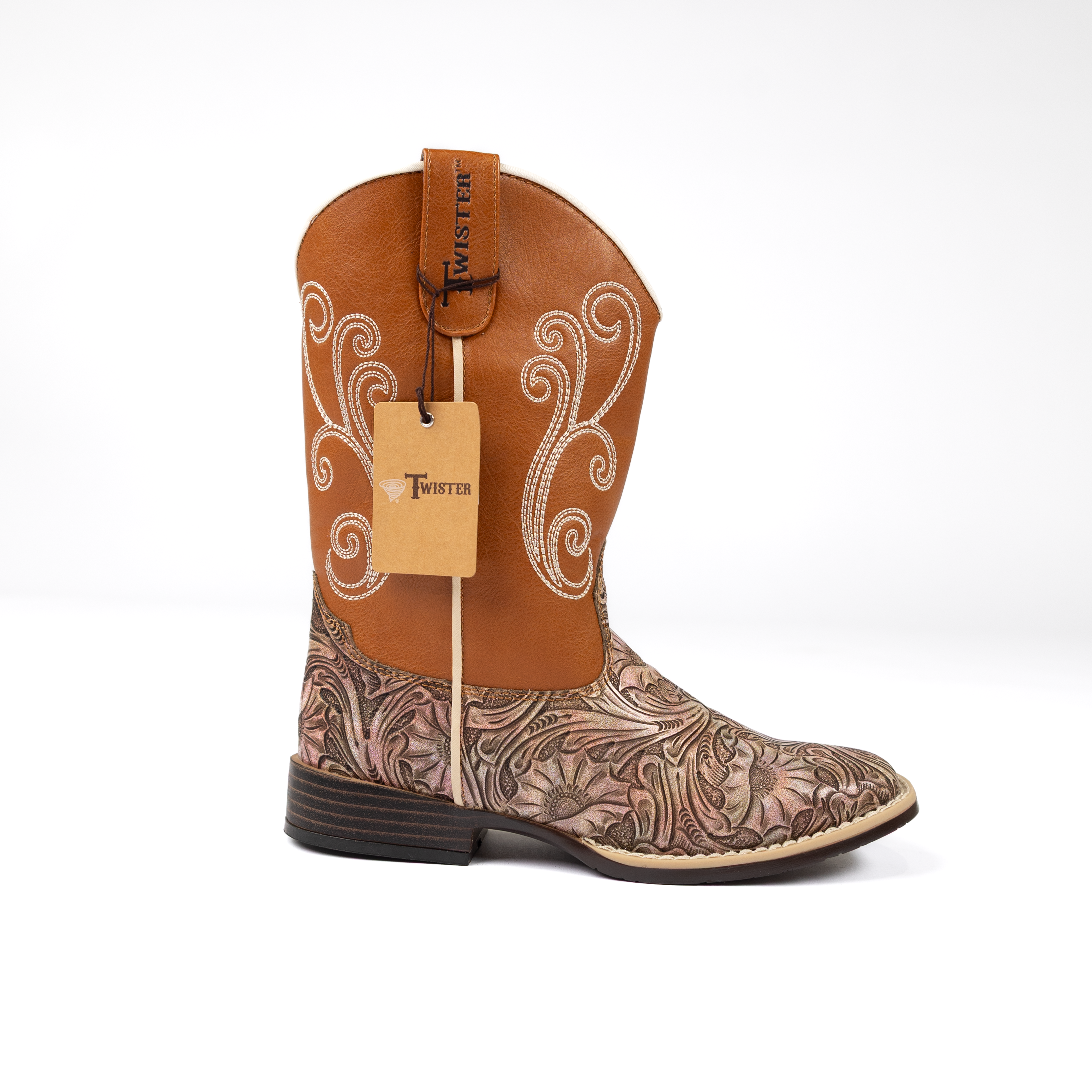 Girl's Twister Multi Colored Ivory Swirl Stitched Boots 446001697