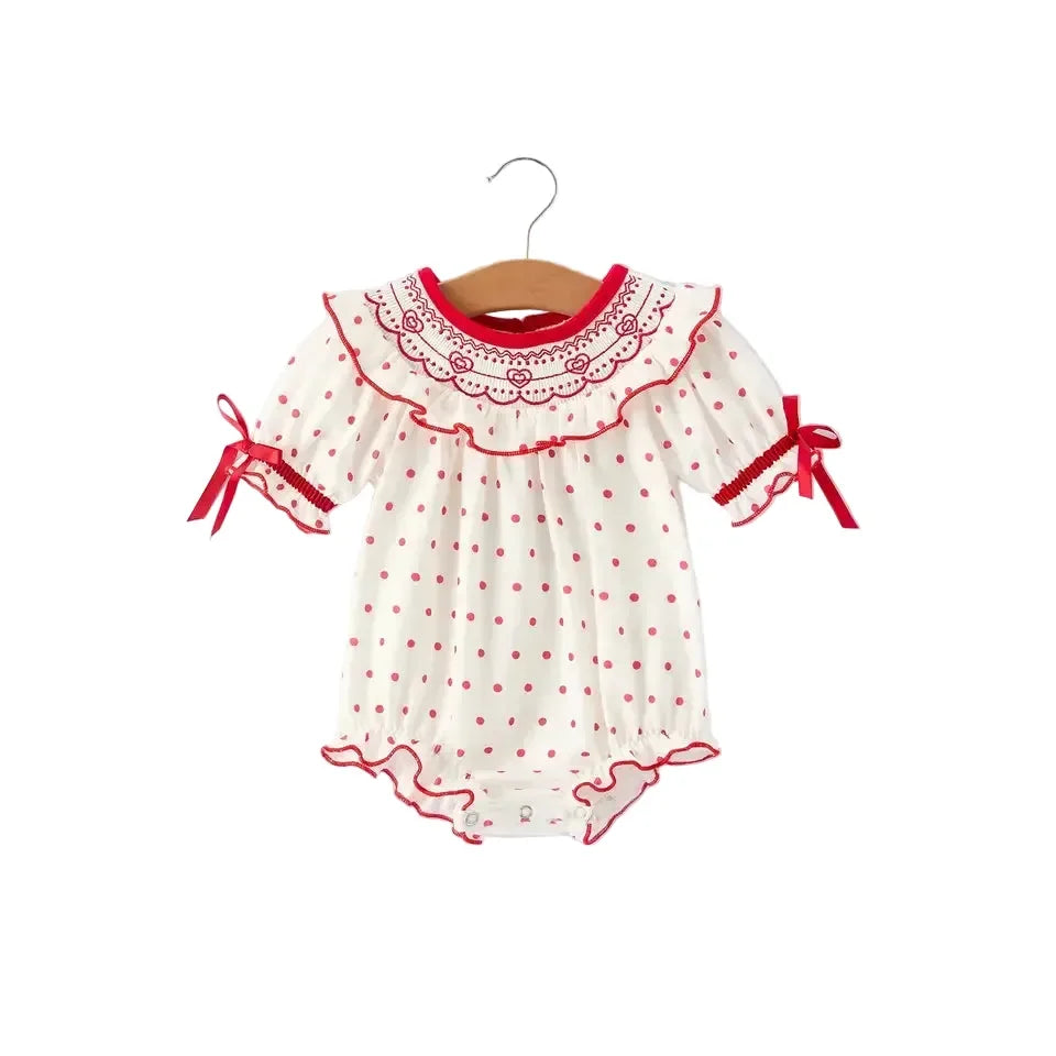 Girl's Valentines Day Polka dot Onesie