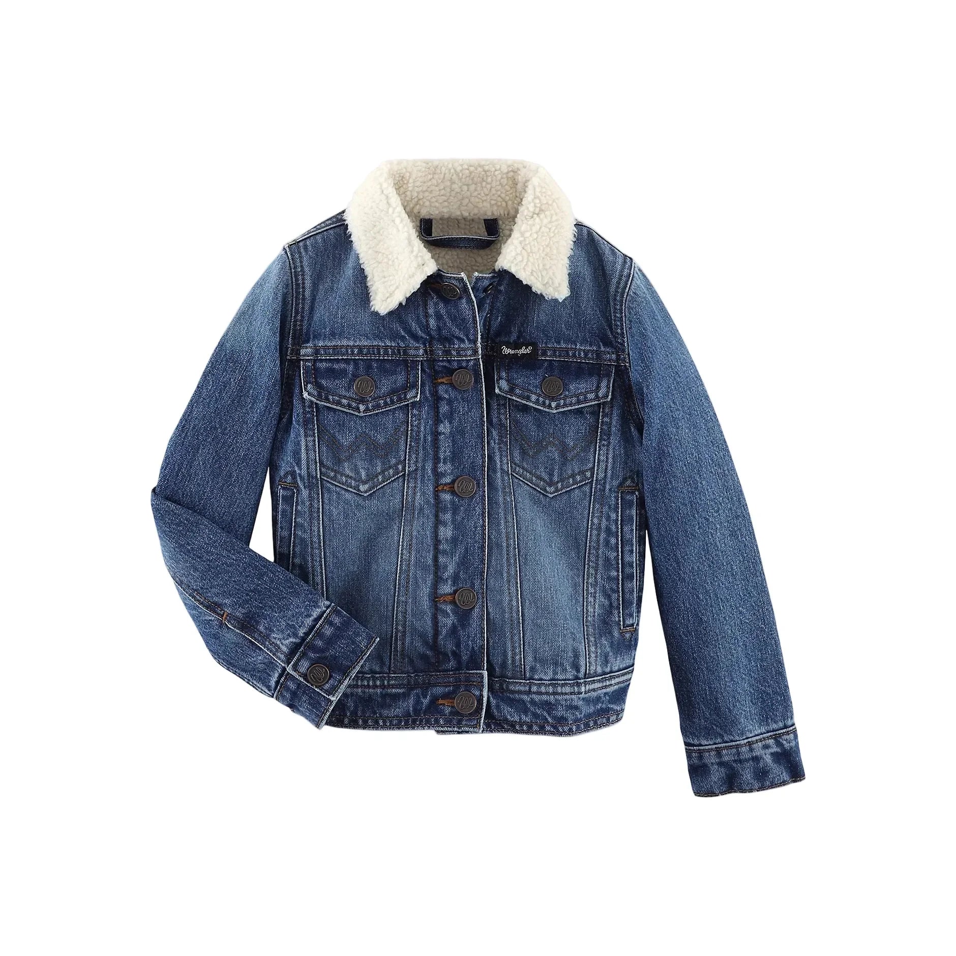 Girl's Wrangler Sherpa Lined Denim Trucker Jacket 112335518