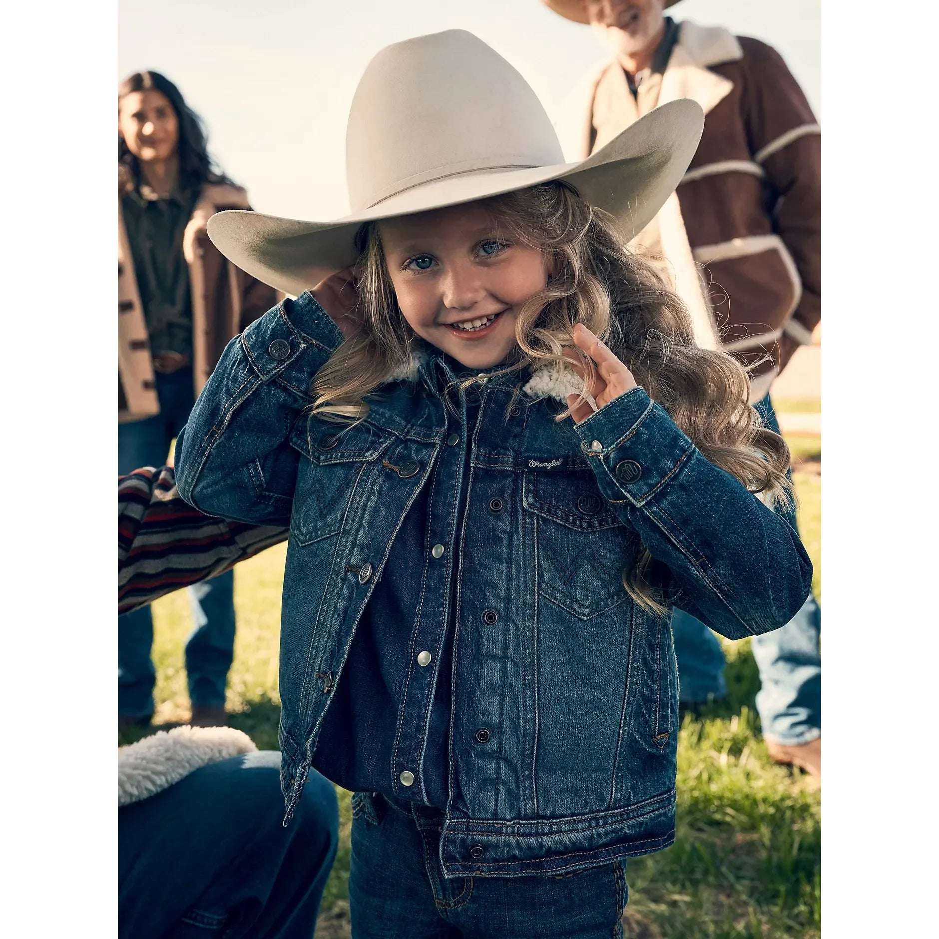 Girl's Wrangler Sherpa Lined Denim Trucker Jacket 112335518
