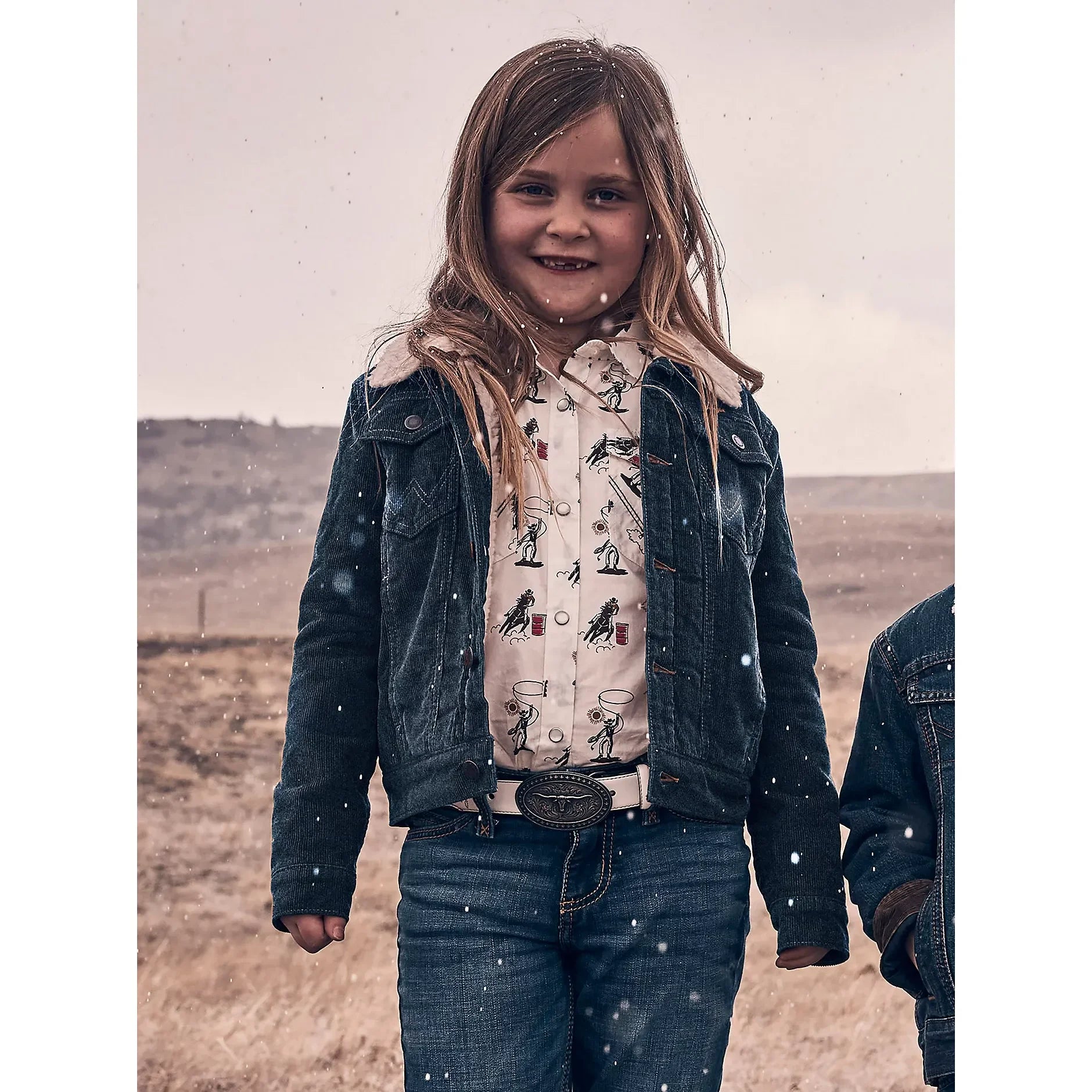 Girl's Wrangler Sherpa Lined Denim Trucker Jacket 112335518