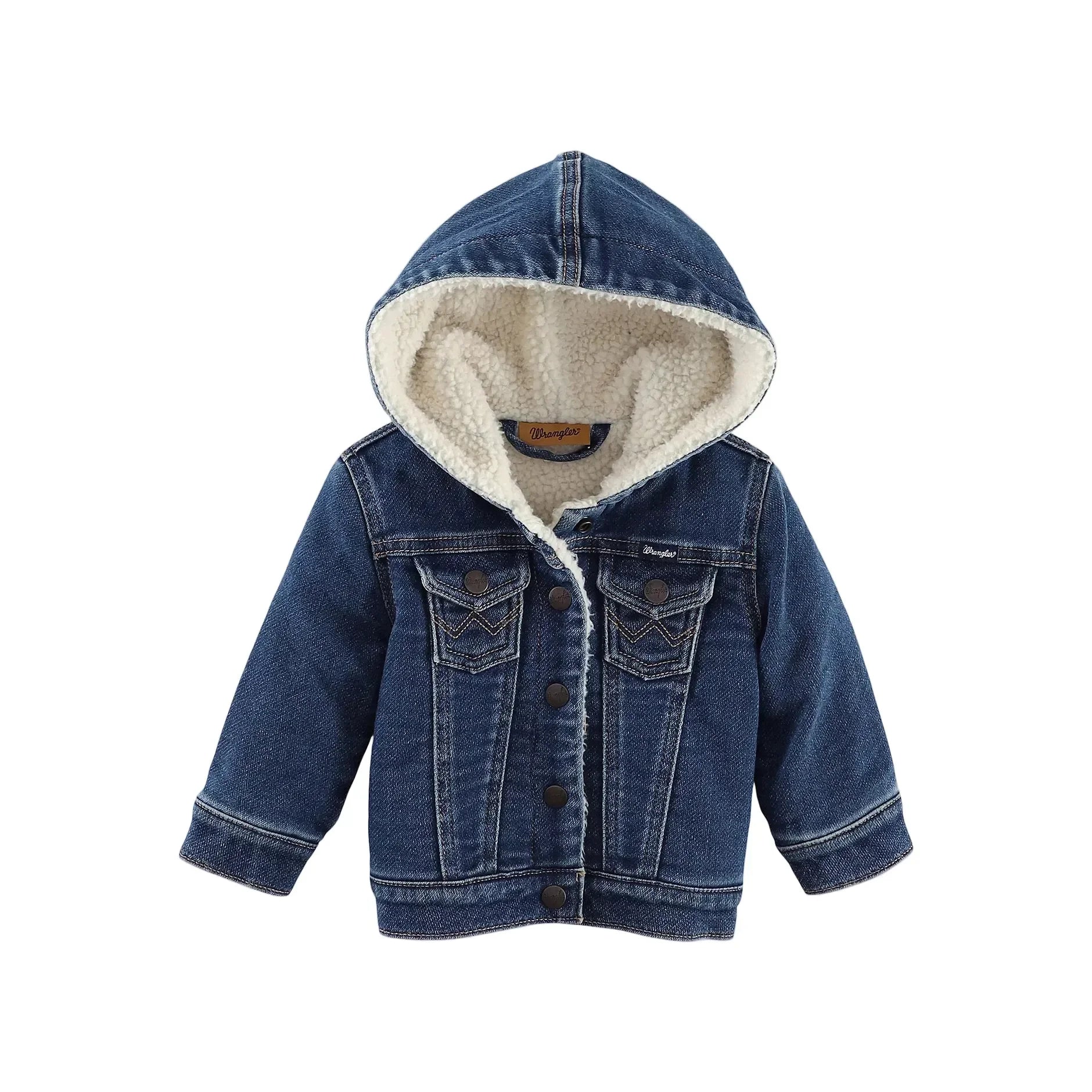 Girl's Wrangler Sherpa Lined Hooded Denim Jacket 112335833