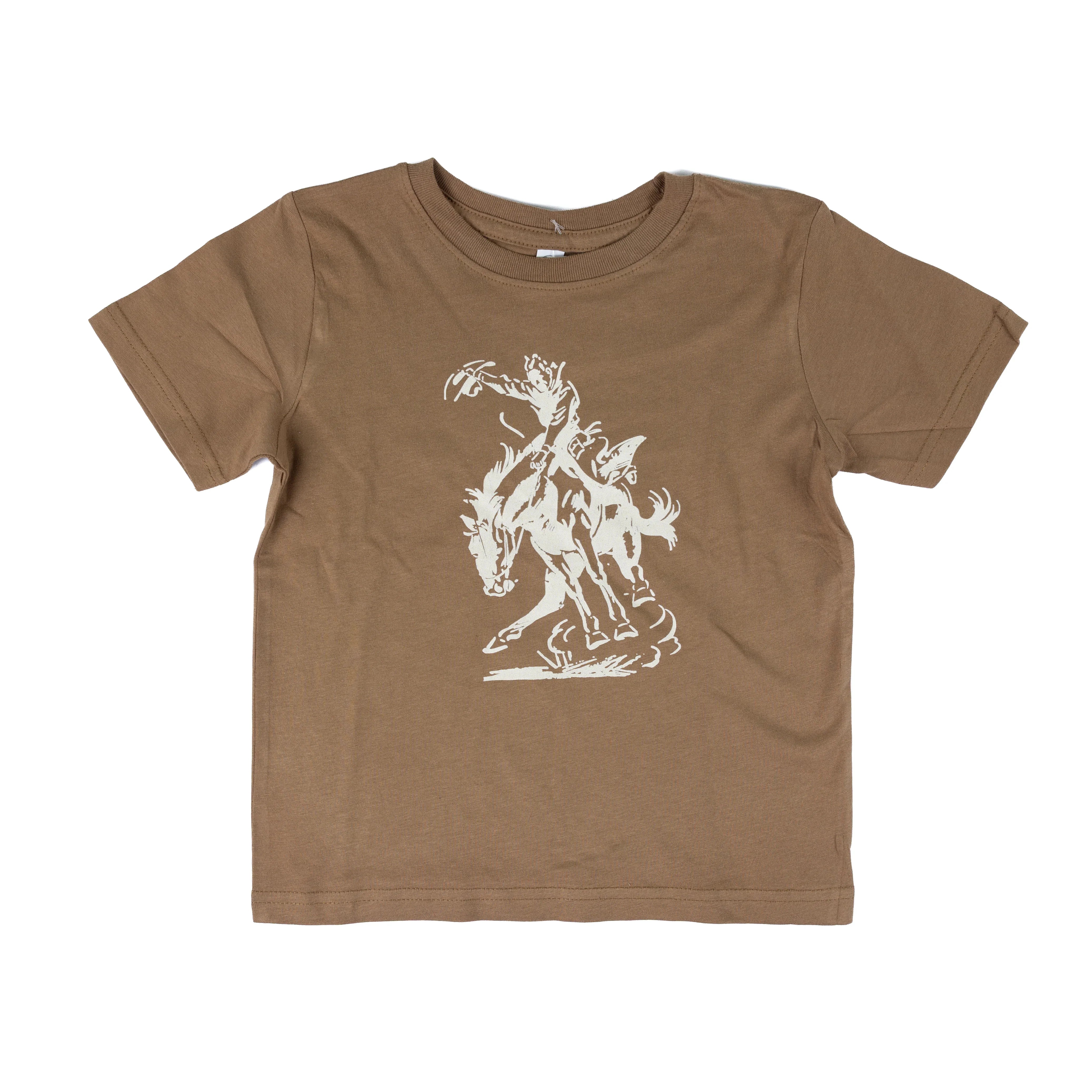 Girl's Youth Brown Bucking Horse Short Sleeve T-shirt