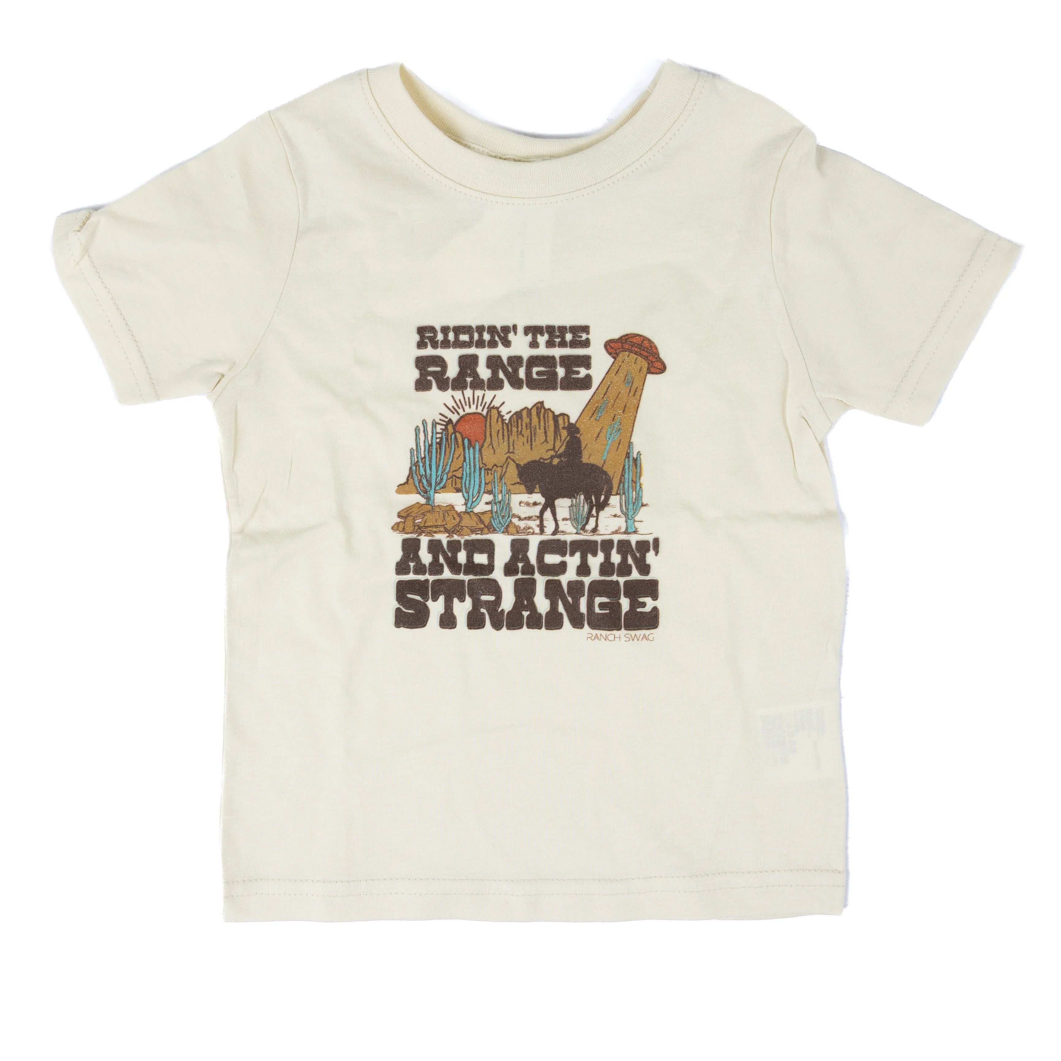 Girl's Youth Cream "Riding the Range And Acting Strange" T-shirt